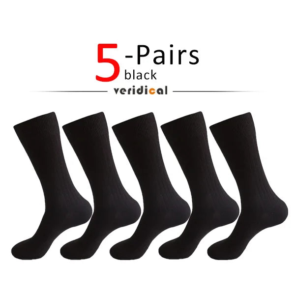 Men's Long Business Socks - Combed Cotton Striped Dress
