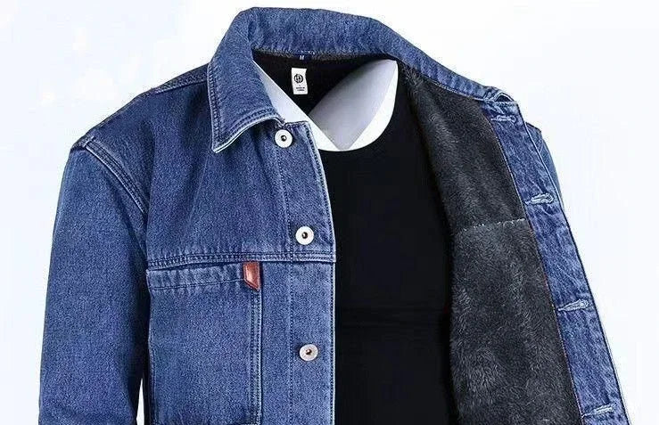 Men's Wool-Lined Denim Jacket - Winter