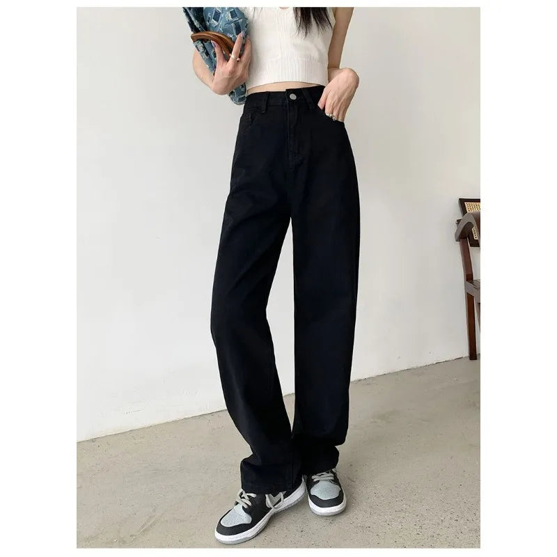 Women Denim Jeans 2025 Autumn Winter High Waist Wide Leg