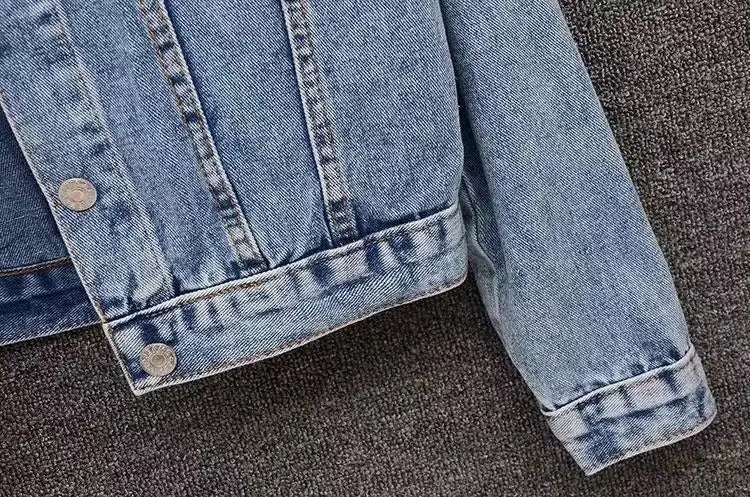 Denim Coat Women Turn Down Collar 2024