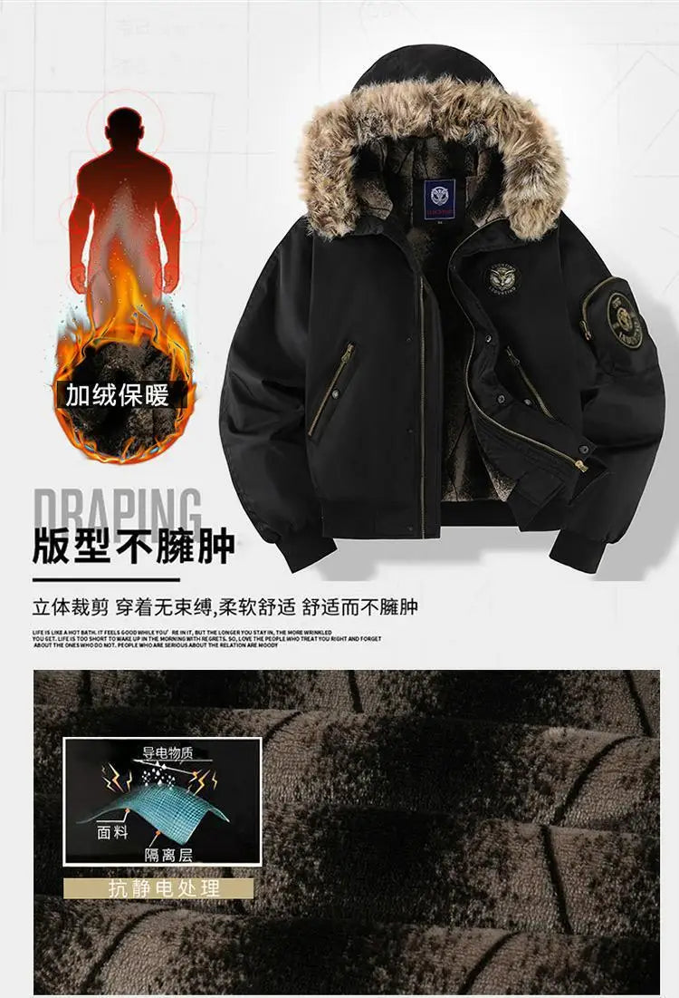 Men's Thick Padded Winter Coat - Warm Hooded Jacket