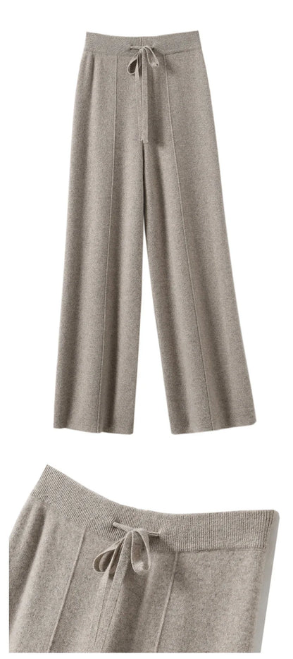Women's High Waisted Warm Knit Wide Leg Straight