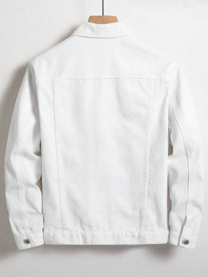 Men's Simple Versatile White Denim Jacket