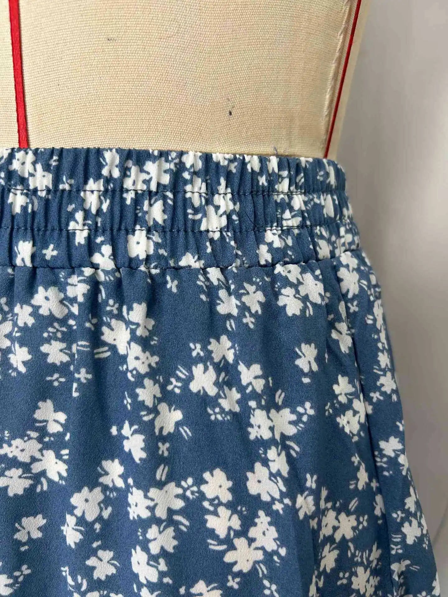 Casual Flower Print Long Skirt - High Waist Maxi Skirt
