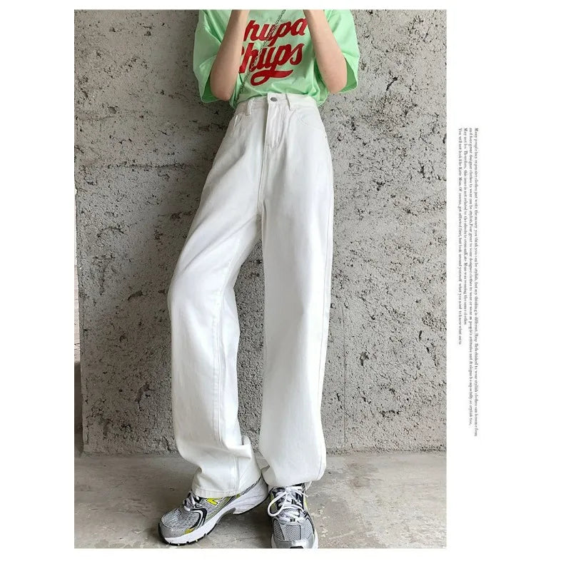 Women Denim Jeans 2025 Autumn Winter High Waist Wide Leg