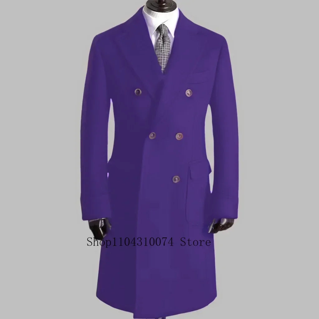 Men's Trench Coat - Notched Lapel Double-Breasted Jacket