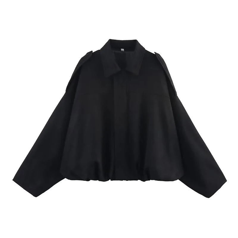 Qadın Bomber Gödəkçələri Paltolar Moda Vintage Dəbli Yaxalıq