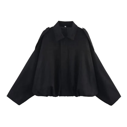 Qadın Bomber Gödəkçələri Paltolar Moda Vintage Dəbli Yaxalıq