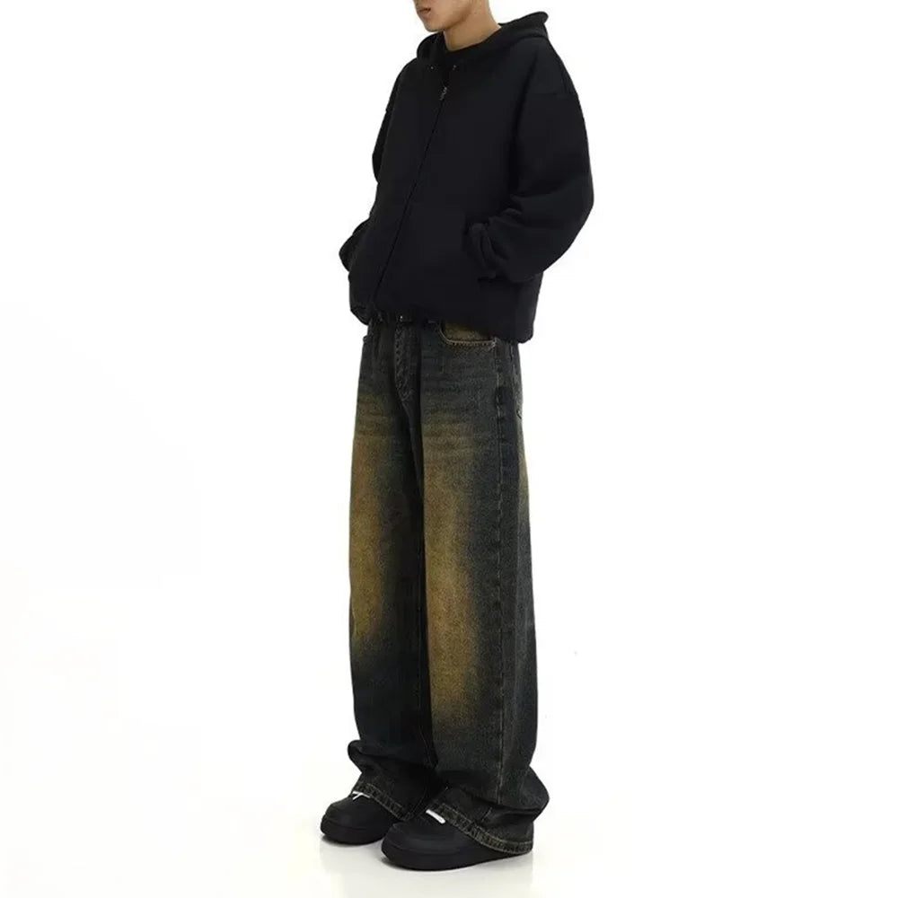 Men's Retro Casual Washed Jeans - American Streetwear Summer