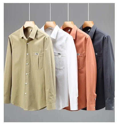 Men's Pocket Button Up Long Sleeve Shirt