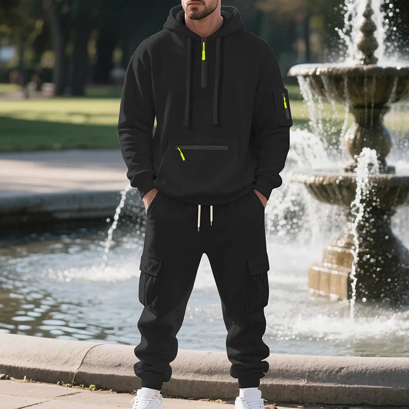 Men's Fleece Zipper Sportswear Suit Set