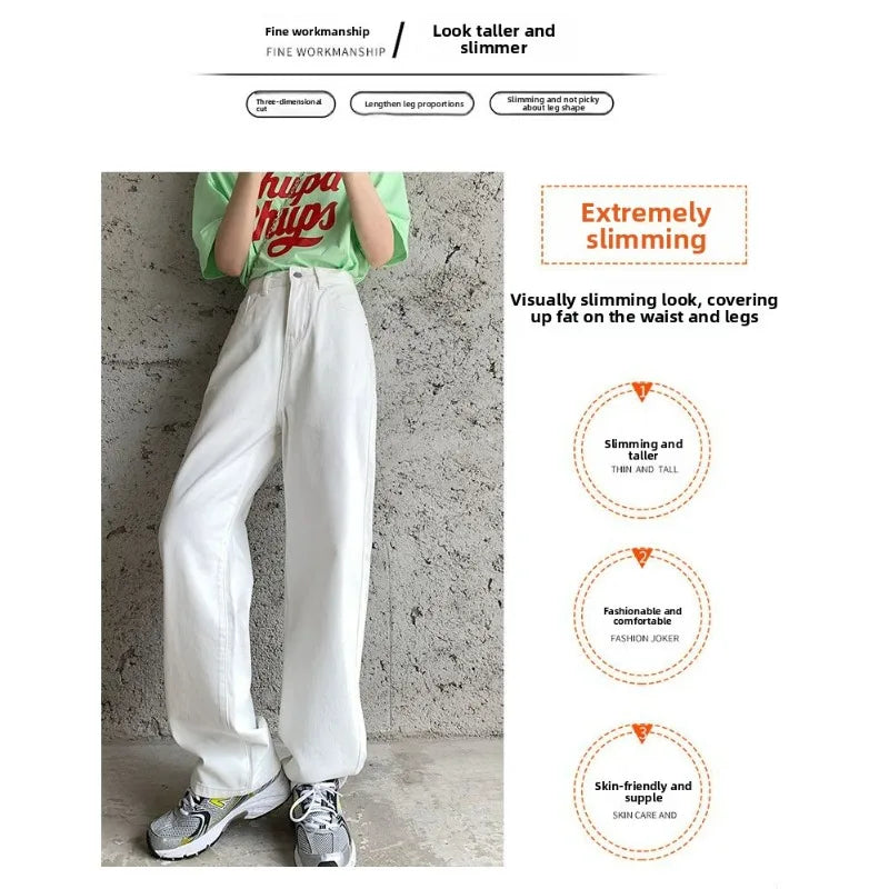 Women Denim Jeans 2025 Autumn Winter High Waist Wide Leg