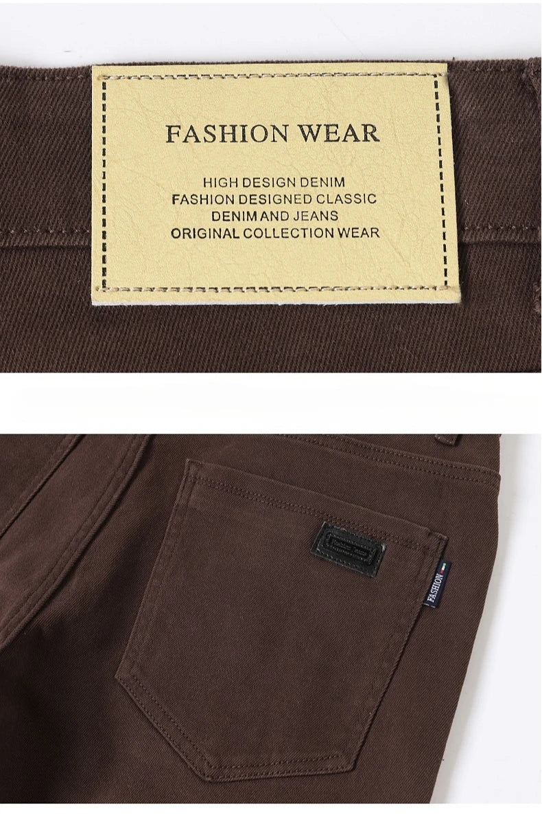 Wine Red Jeans Men - Fashion Casual Classic Business Straight