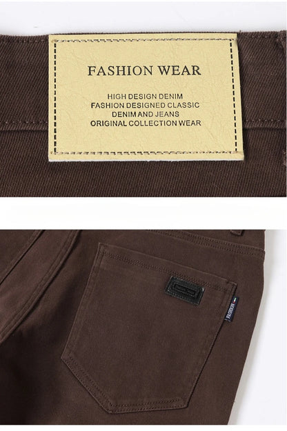 Wine Red Jeans Men - Fashion Casual Classic Business Straight