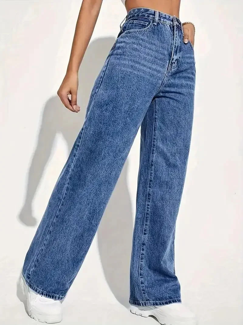 Wide-Legged Jeans Europe - Autumn Spring High-Waisted Straight Thin