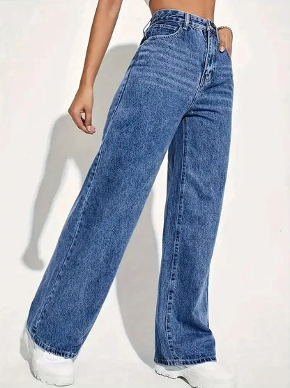 Wide-Legged Jeans Europe - Autumn Spring High-Waisted Straight Thin