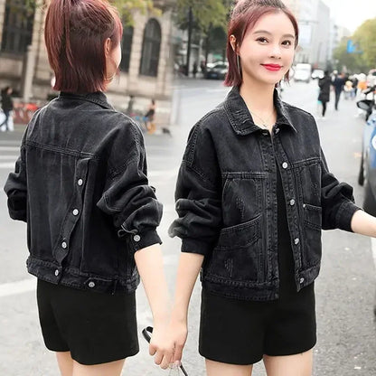 Women's Distressed Denim Jacket - Vintage Cowgirl Style