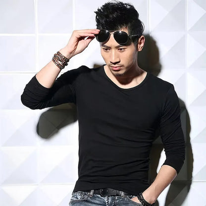 Men's Slim Fit V-Neck Polyester T-Shirt 2026