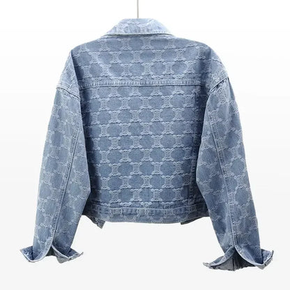 Denim Women's Jacket 2026 Autumn/winter Style Embroidery Jacquard Cropped Loose-fit Versatile Tweed Jacket Top For Ladies