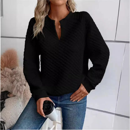 Women's V-Neck Casual Loose Fit Pullover