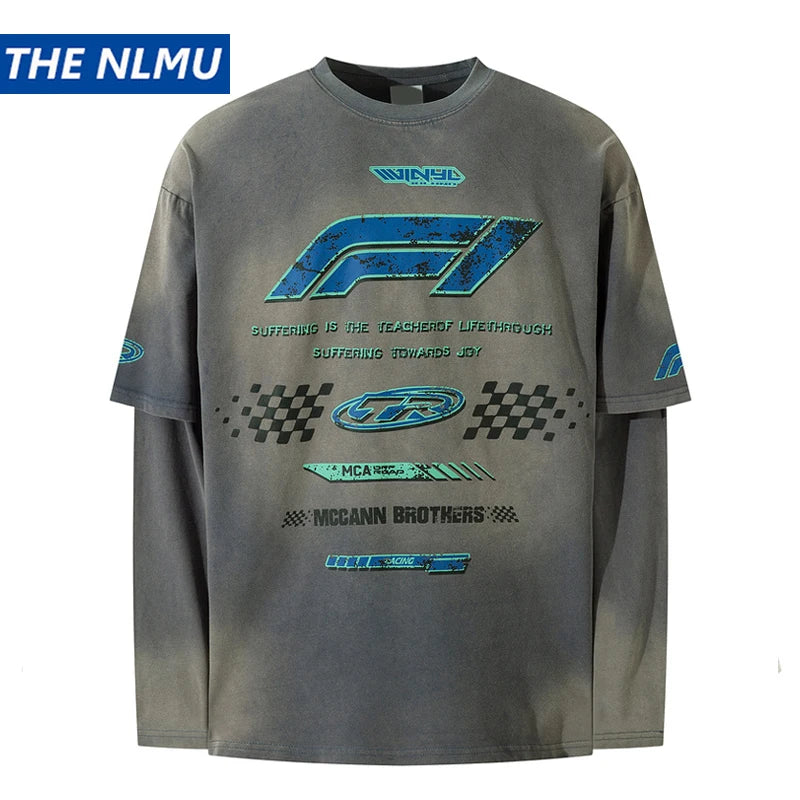 Men's Y2K Harajuku Vintage Washed Long Sleeve T-Shirt