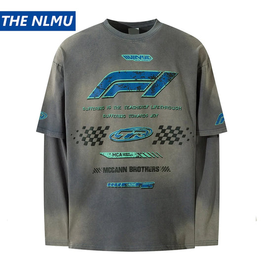 Men's Y2K Harajuku Vintage Washed Long Sleeve T-Shirt