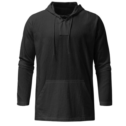 Men's Cotton Linen Hooded Sports Shirt