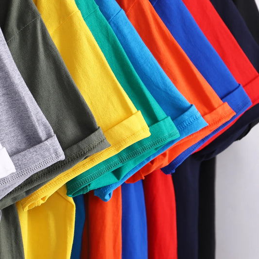 Men's 100% Cotton Basic T-Shirts - 20 Solid Colors