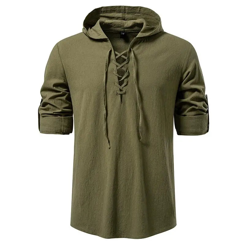 Men's Hooded Long Sleeve Pullover T-Shirt