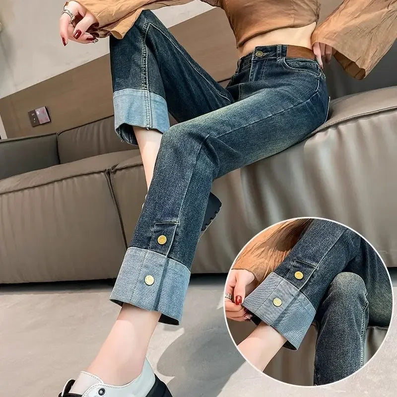 Woman Jeans High Waist Straight Leg Vintage Chic 90s