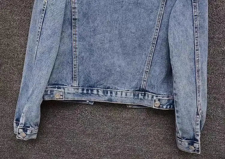 Denim Coat Women Turn Down Collar 2024
