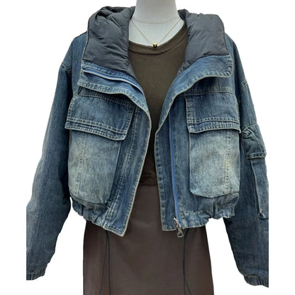 Vintage Denim Jacket Women 2025 Hooded