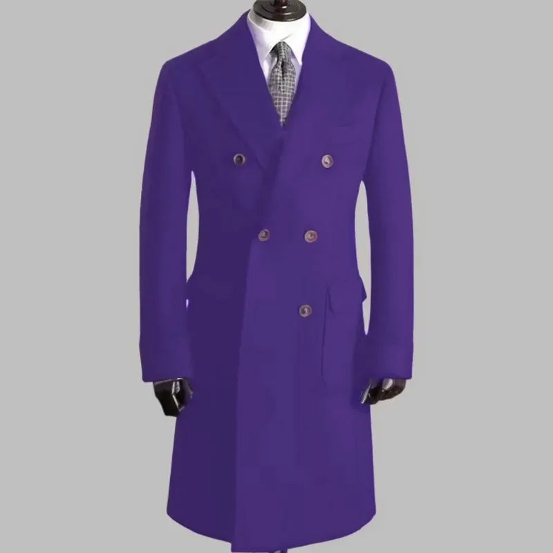 Men's Trench Coat - Notched Lapel Double-Breasted Jacket