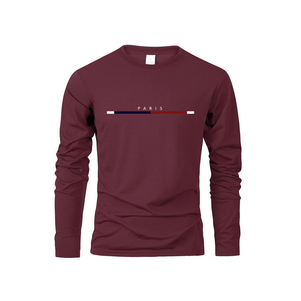 Men's Paris Print Casual Long Sleeve T-Shirt