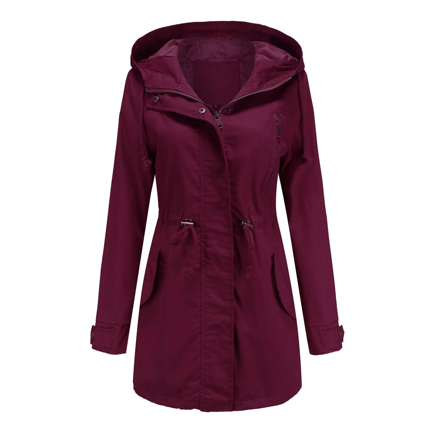 Women Hooded Trench Coat Spring Autumn Outdoor