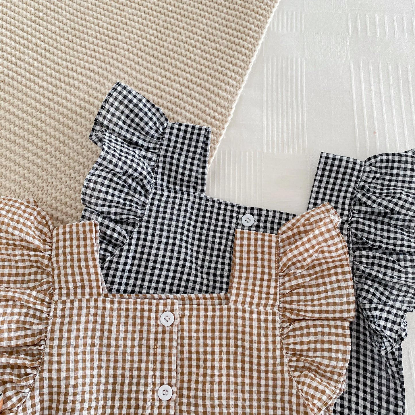Girls' Checkered Sleeveless Blouse & Shorts Set 2-6Y