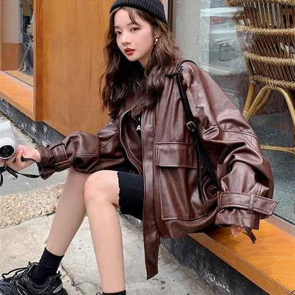 Women's Faux Leather Biker Jacket 2025 - PU Coat