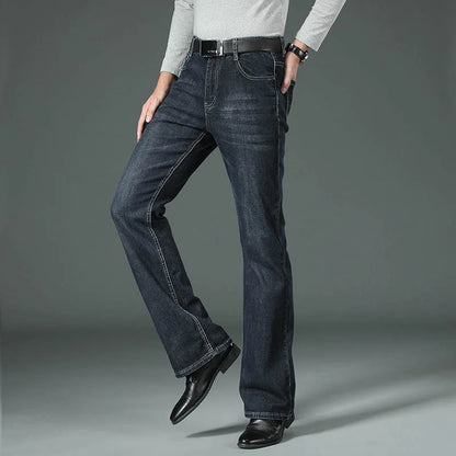 Men's Flared Boot Cut Jeans - Designer Classic High Waist