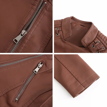 Women's PU Leather Motorcycle Jacket - Spring Autumn
