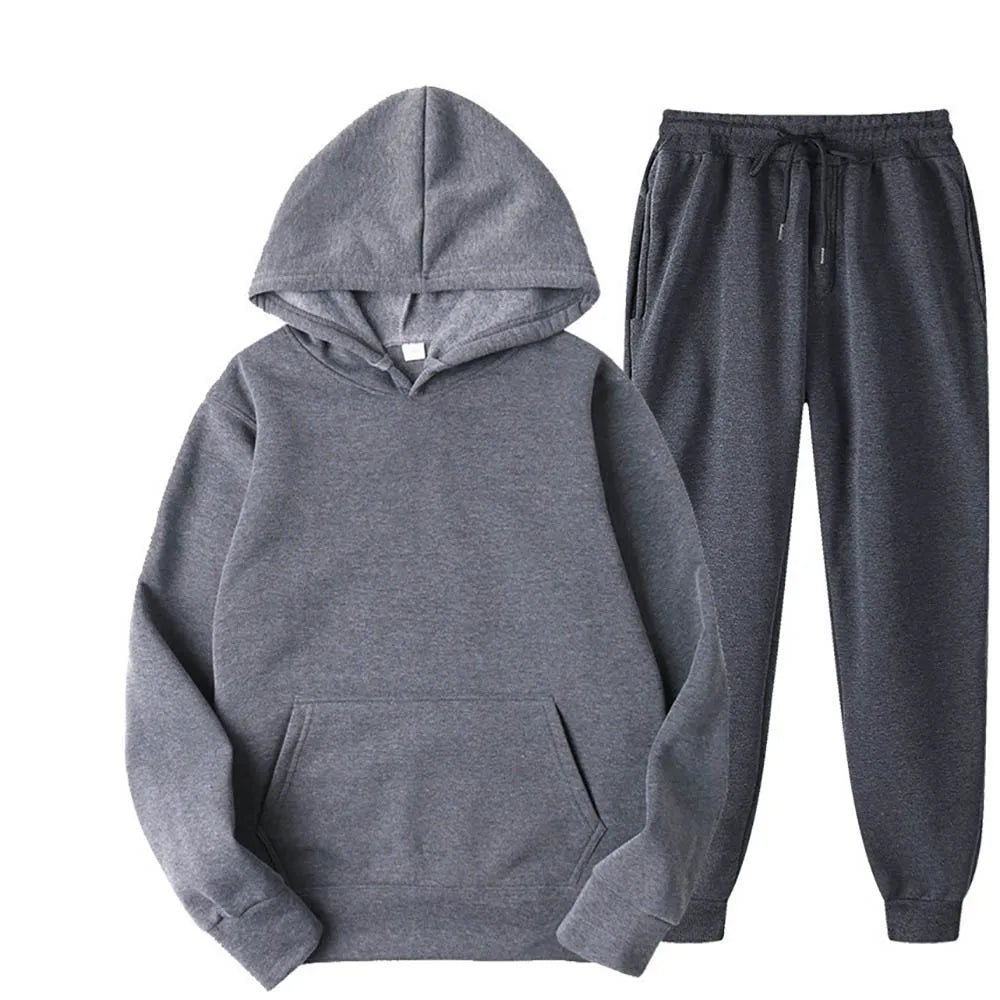 Men's Hoodie & Drawstring Pants Tracksuit Set