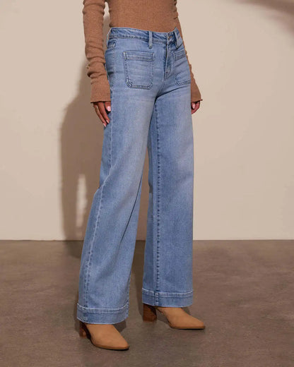 Women's High-Waisted Jeans 2025 Spring Wide-Leg Retro