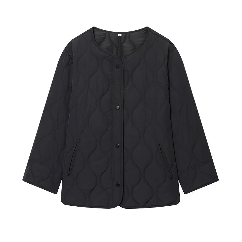 Women's Black Quilted Jacket - Padded Demi-Season Winter