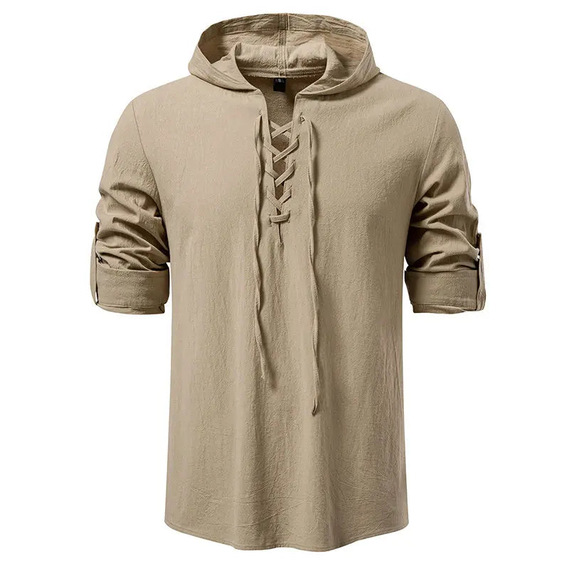 Men's Hooded Long Sleeve Pullover T-Shirt