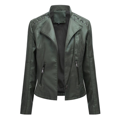 Women's PU Leather Motorcycle Jacket - Spring Autumn