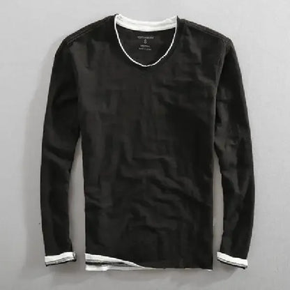 Men's Japanese Vintage V-Neck Long Sleeve T-Shirt 2026