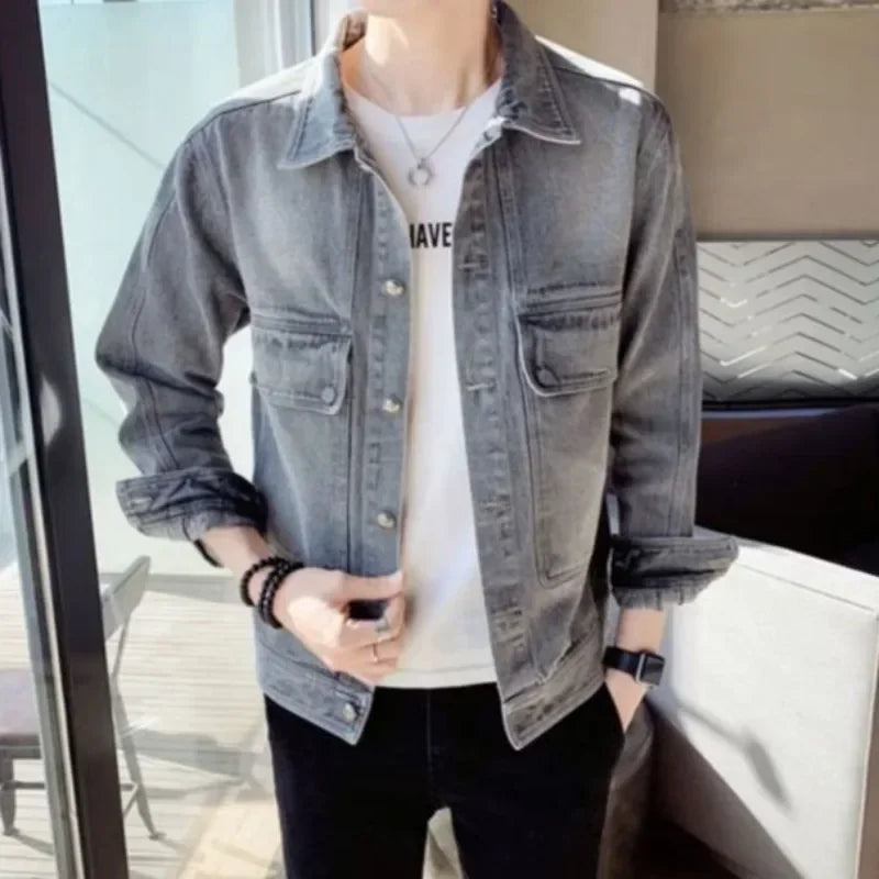 Men's Denim Jacket Short - Casual Slim Korean