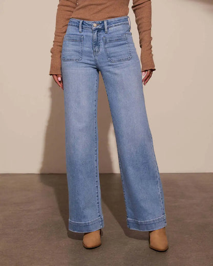 Women's High-Waisted Jeans 2025 Spring Wide-Leg Retro