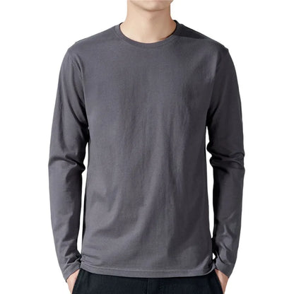 Men's Cotton Solid Color Long Sleeve Undershirt