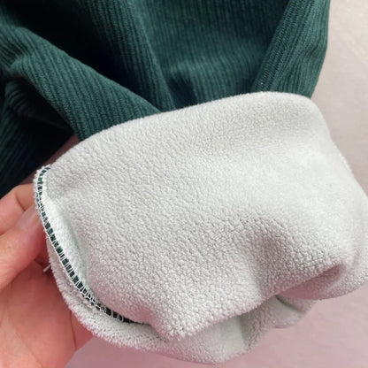 Kids Korean Corduroy Wide Leg Warm Trousers