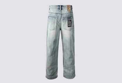 Men's Embroidered Straight-Leg Jeans